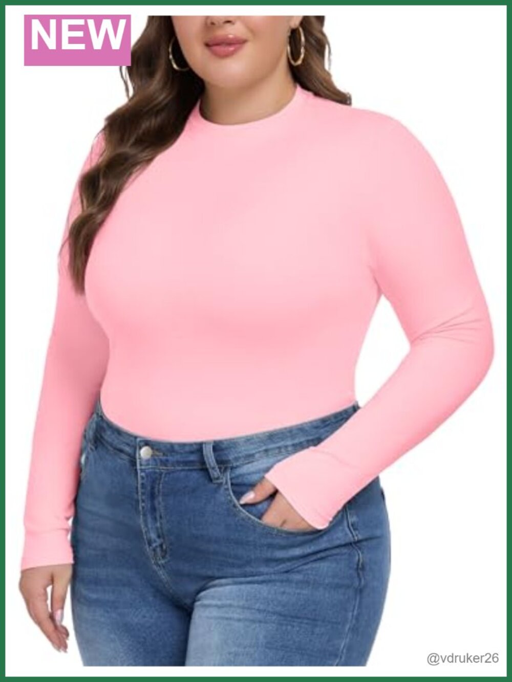 Plus Size Long Sleeve Crew Neck Slim Fitted Basic Top